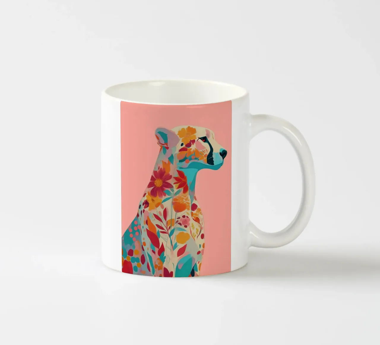 Portrait of a Cheetah in Bloom tazza in ceramica da Luca