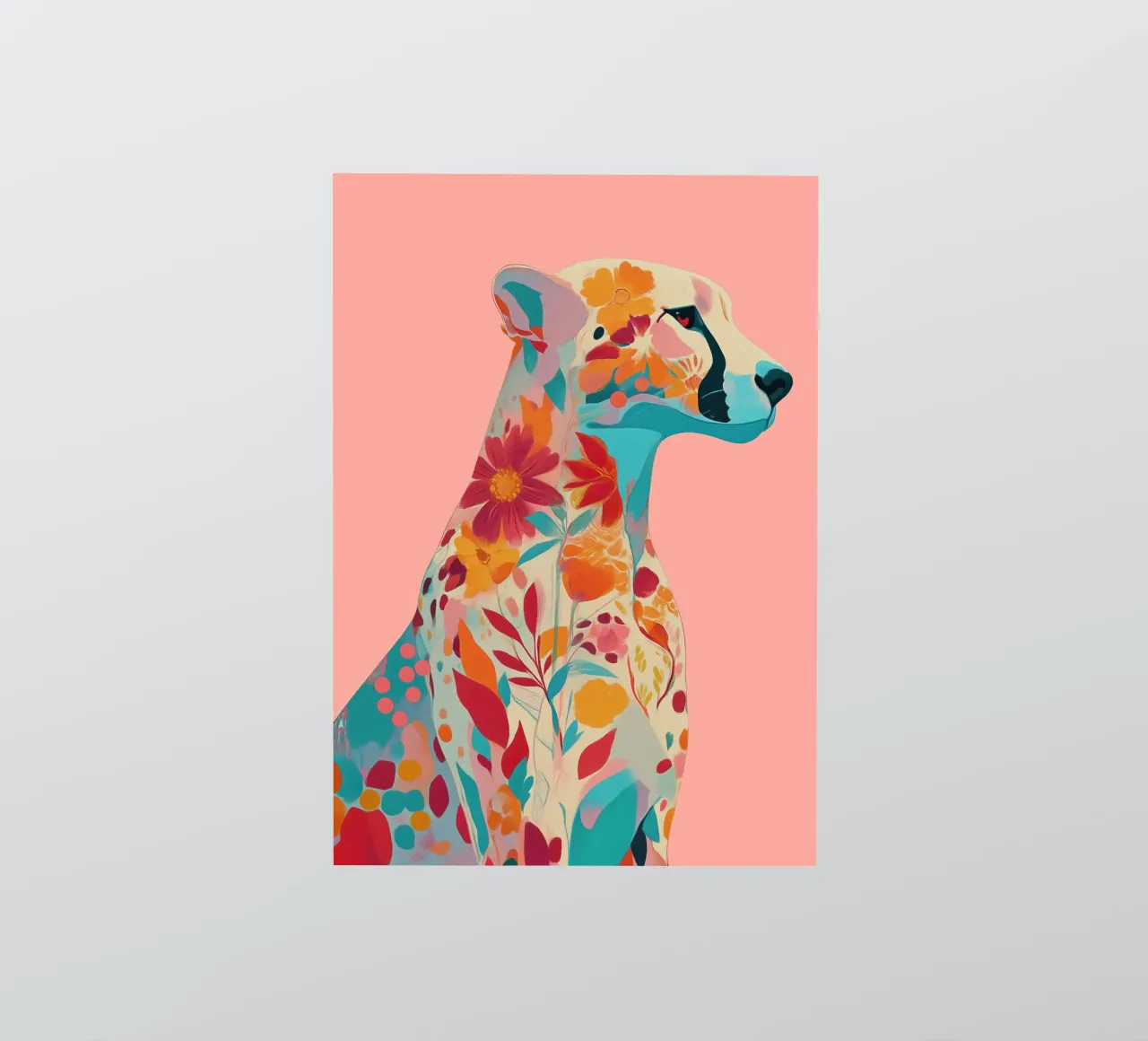 Portrait of a Cheetah in Bloom pegatina de Luca