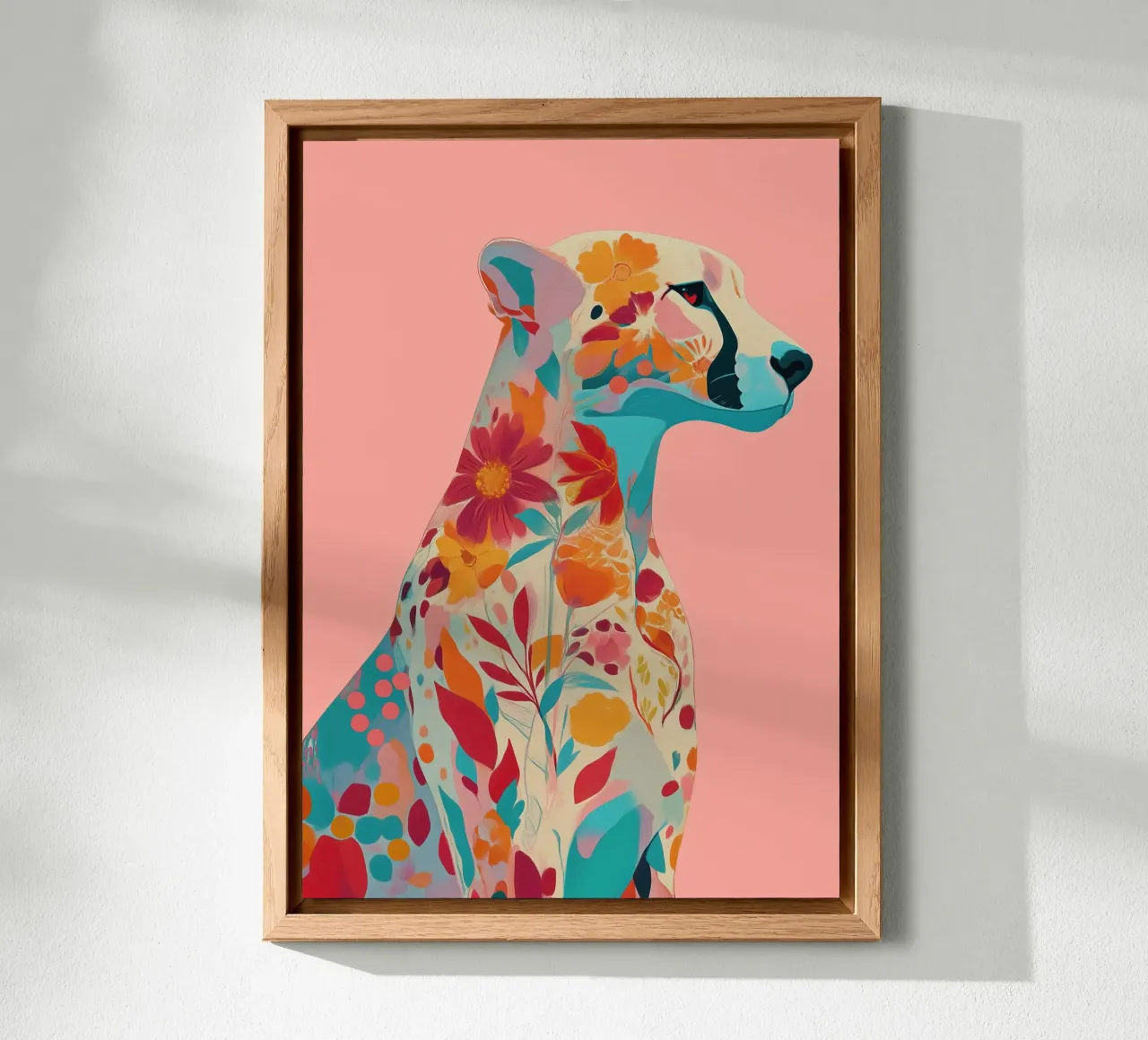 Portrait of a Cheetah in Bloom alluminio dibond da Luca