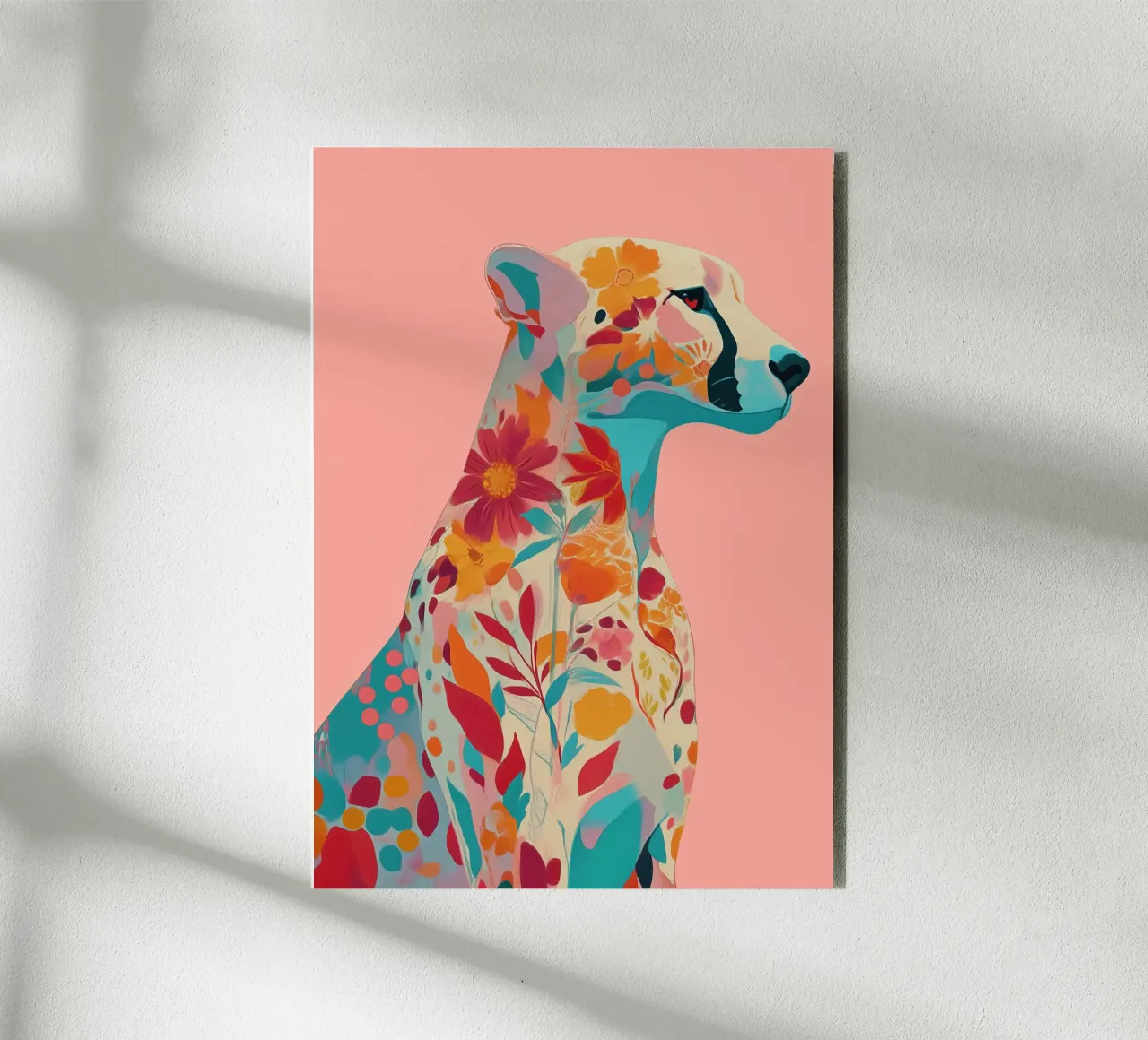 Portrait of a Cheetah in Bloom alluminio dibond da Luca