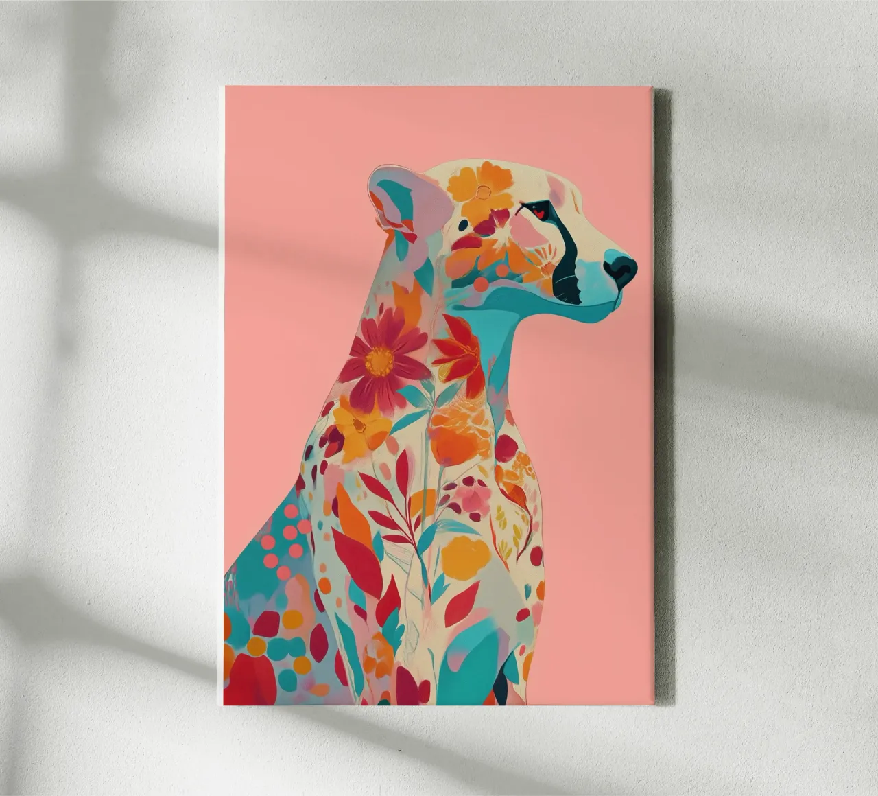 Portrait of a Cheetah in Bloom tela da Luca