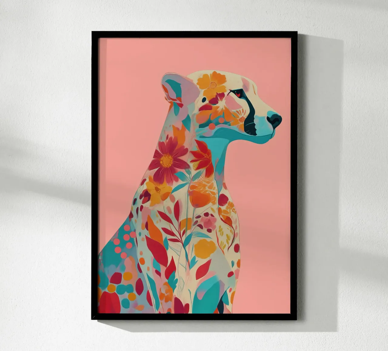 Portrait of a Cheetah in Bloom carta hahnemühle da Luca