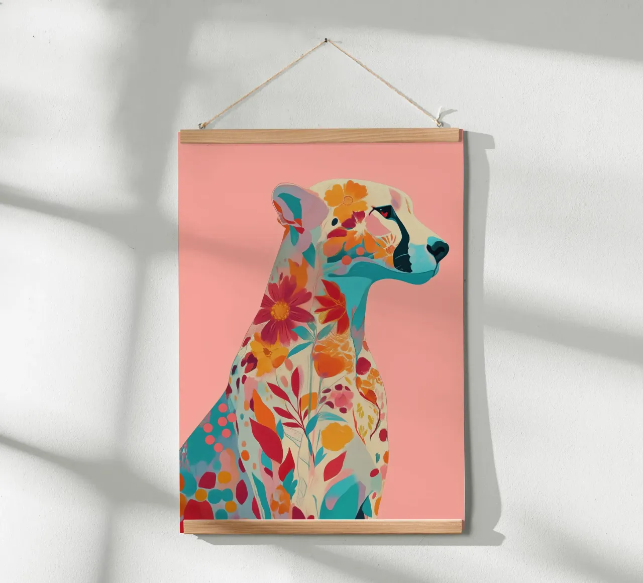 Portrait of a Cheetah in Bloom carta hahnemühle da Luca