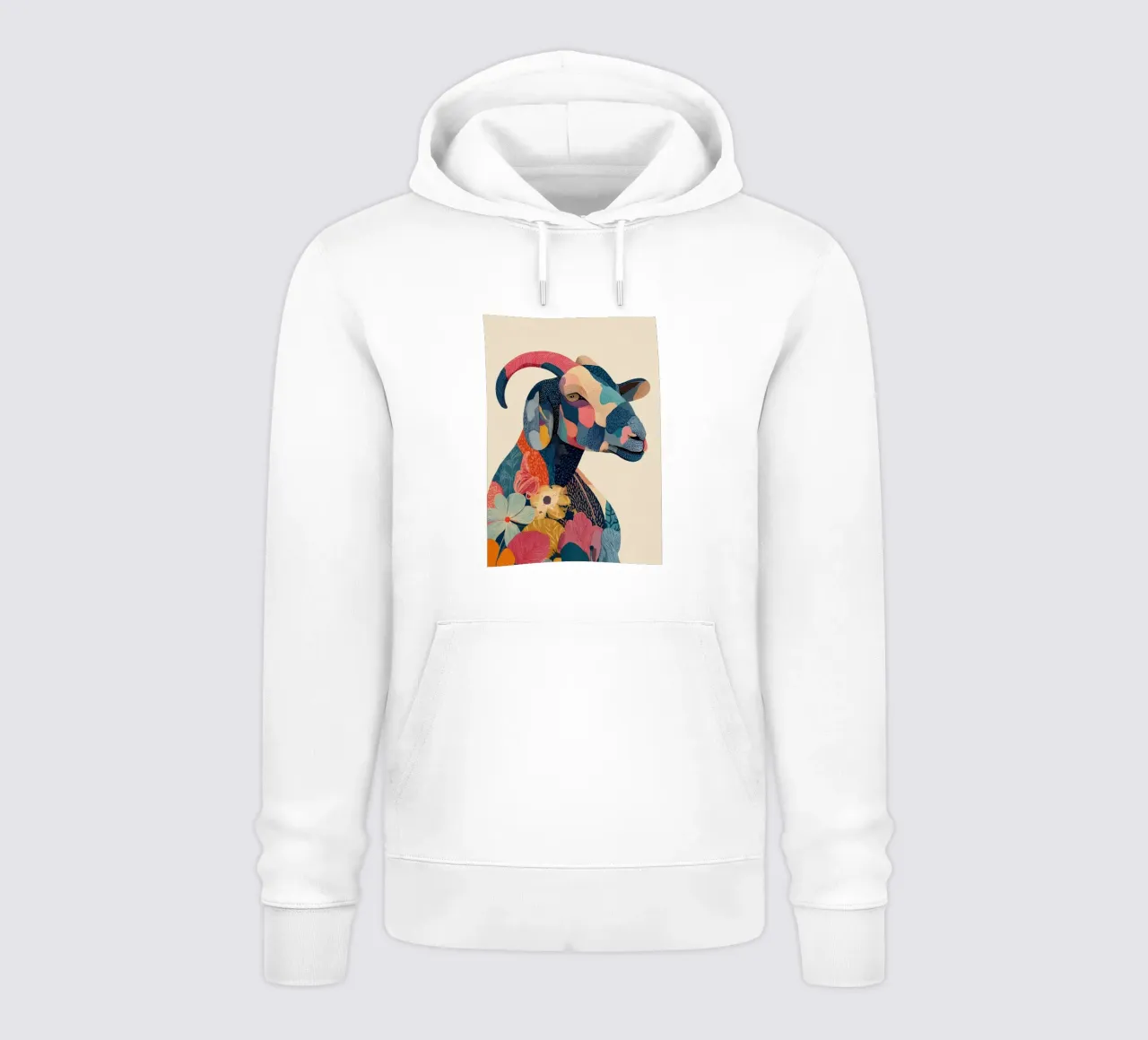 Portrait of a Goat in Bloom sudadera con capucha de Luca
