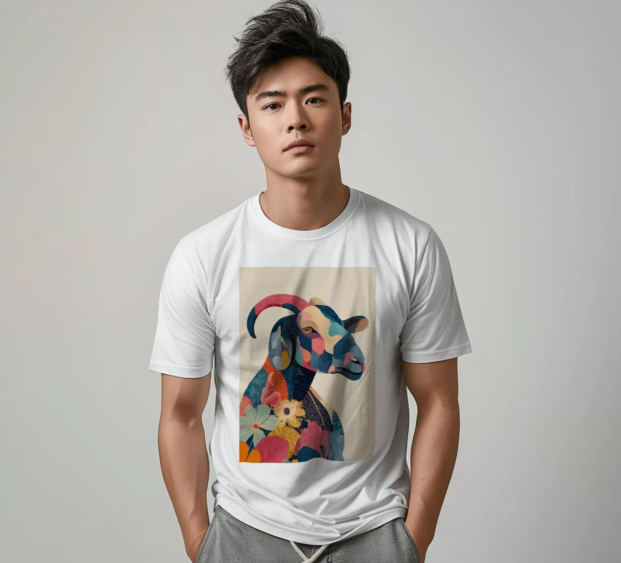 Portrait of a Goat in Bloom camiseta de Luca
