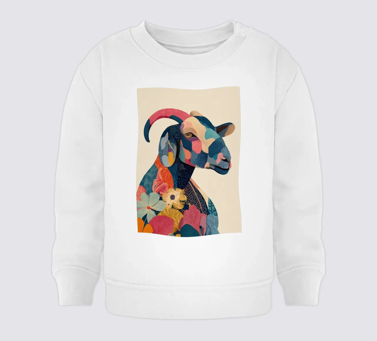 Portrait of a Goat in Bloom felpa neonato da Luca
