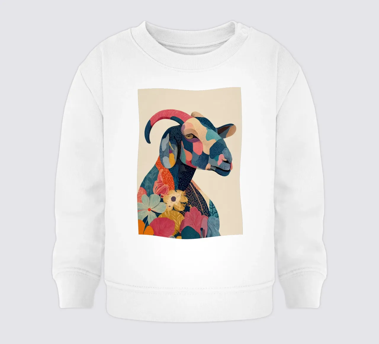 Portrait of a Goat in Bloom felpa neonato da Luca