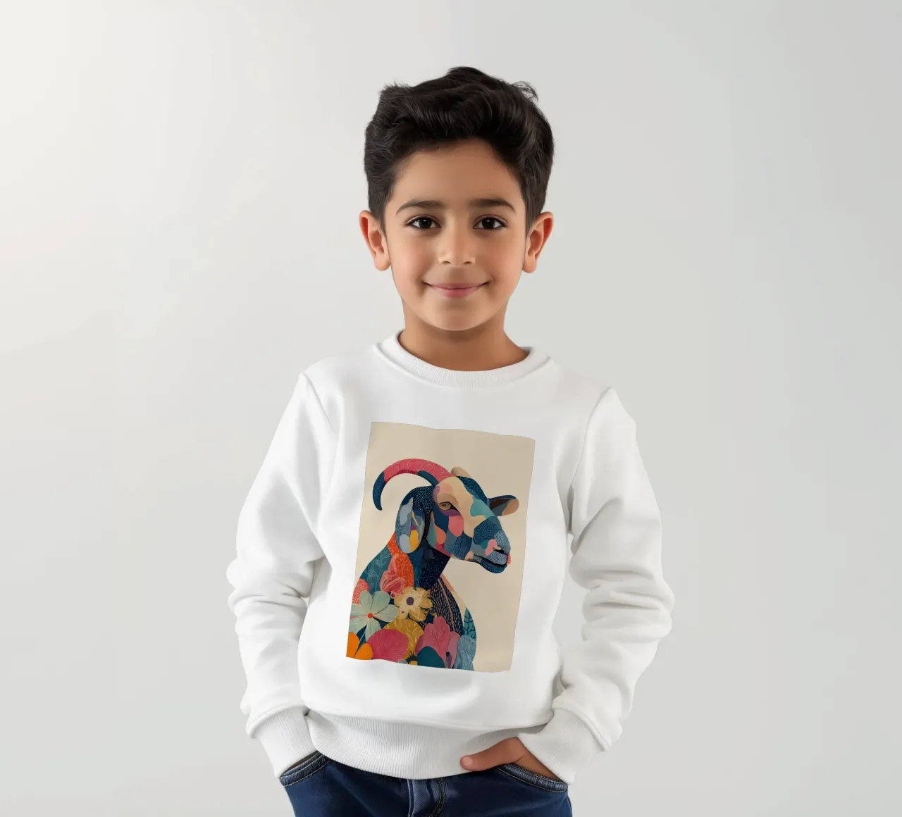 Portrait of a Goat in Bloom sudadera para niño de Luca