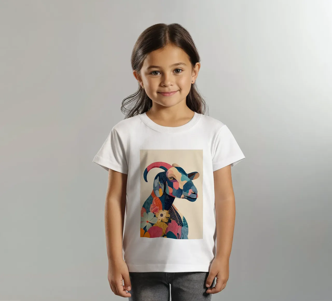 Portrait of a Goat in Bloom t-shirt bambini da Luca