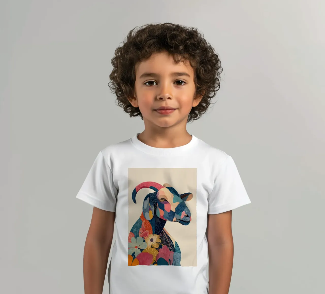 Portrait of a Goat in Bloom t-shirt bambini da Luca