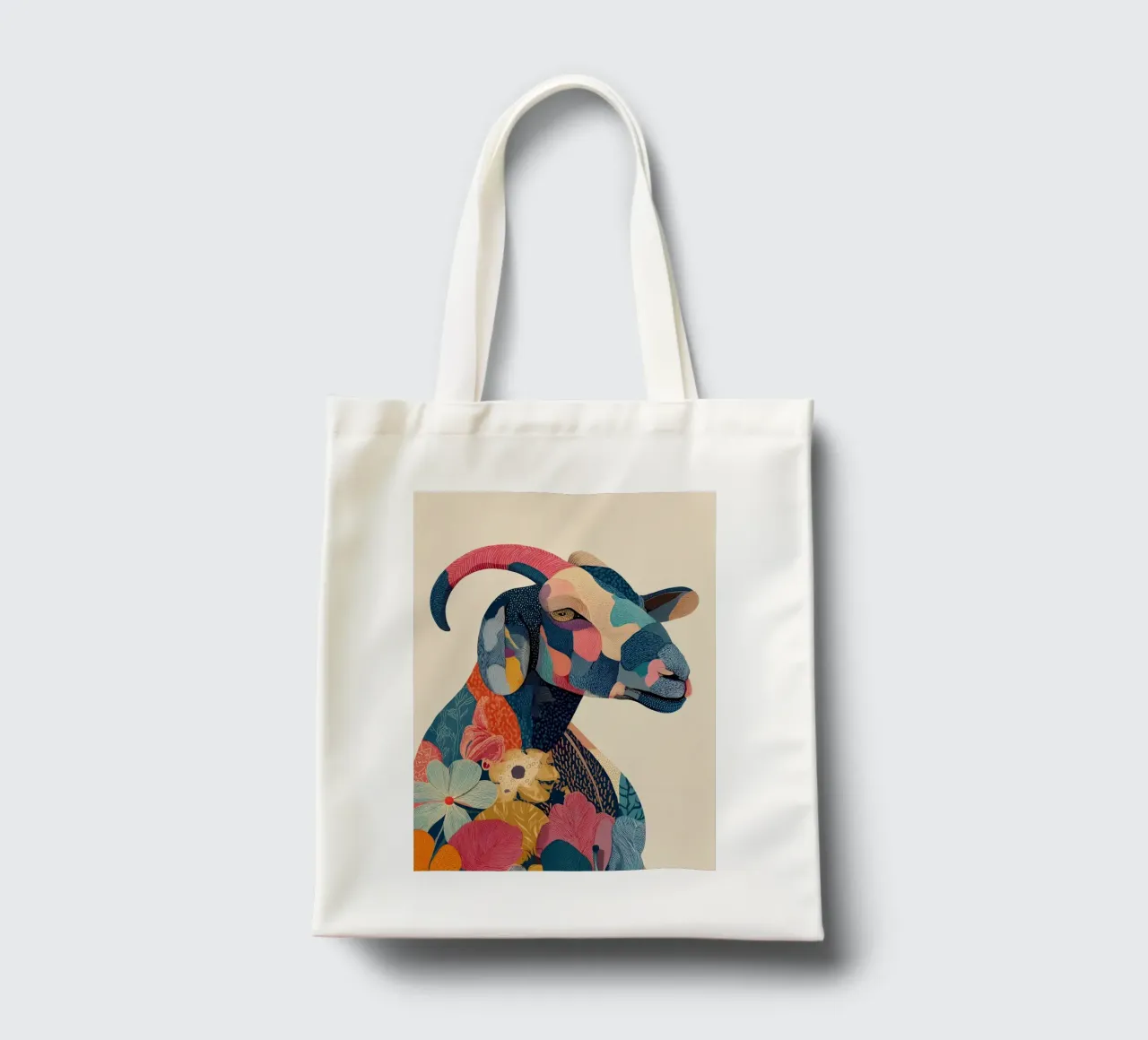 Portrait of a Goat in Bloom borsa in juta da Luca