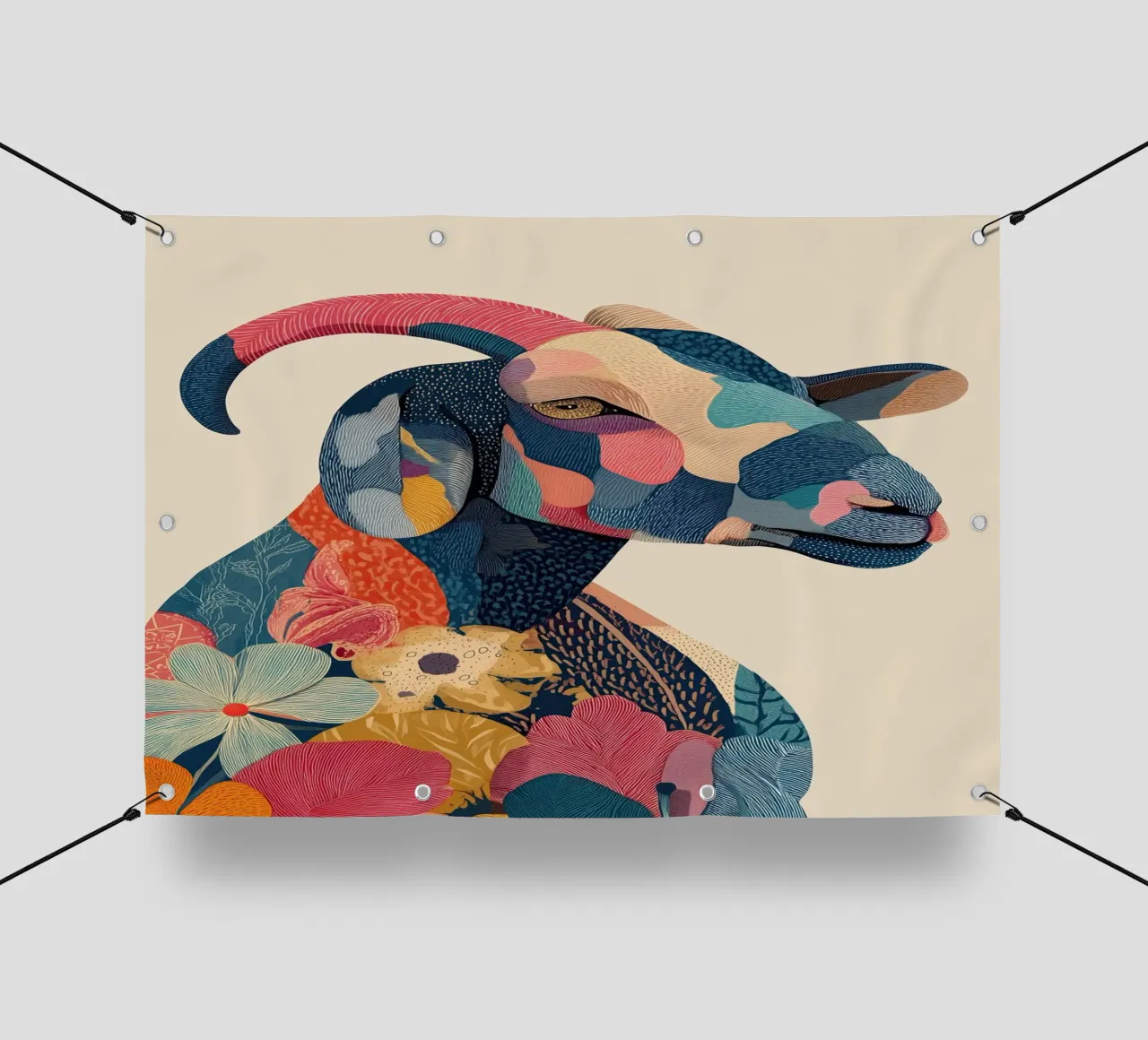 Portrait of a Goat in Bloom telo in pvc da Luca