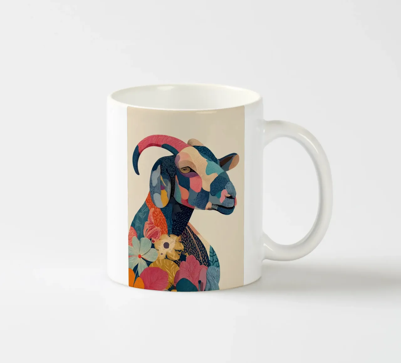 Portrait of a Goat in Bloom keramische mok van Luca