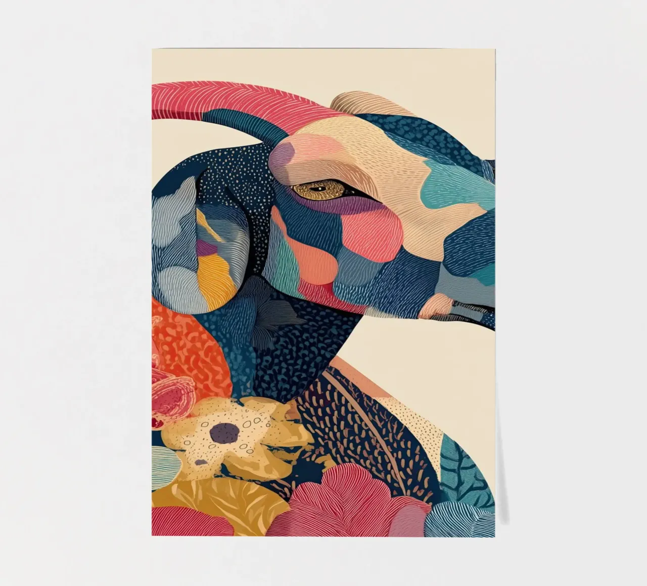 Portrait of a Goat in Bloom Stickerbogen von Luca