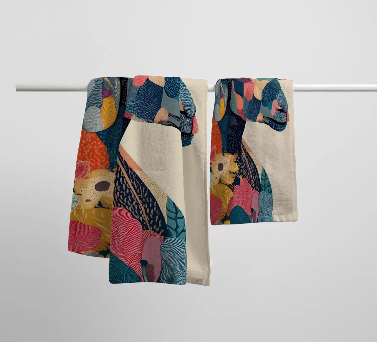 Portrait of a Goat in Bloom Handtuch von Luca