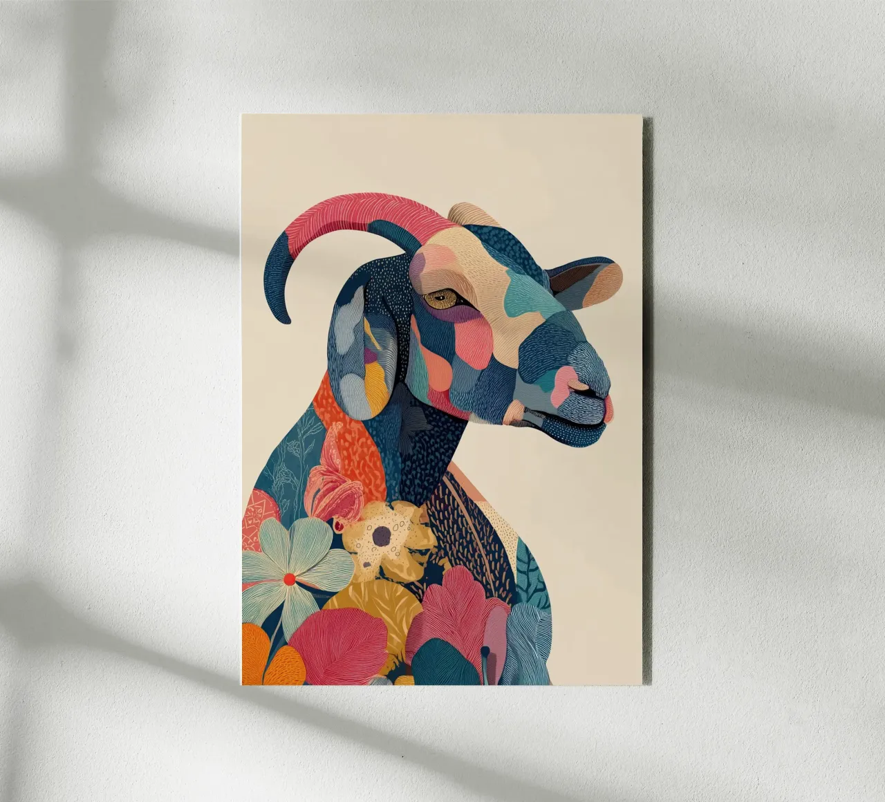 Portrait of a Goat in Bloom aluminio dibond de Luca