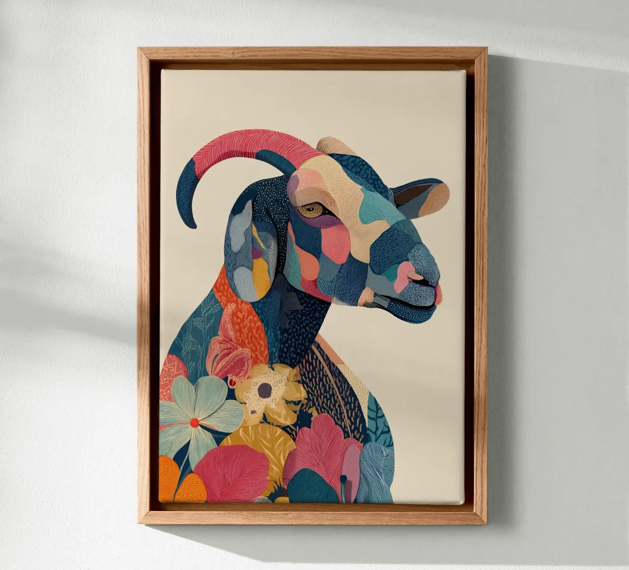 Portrait of a Goat in Bloom canvas van Luca