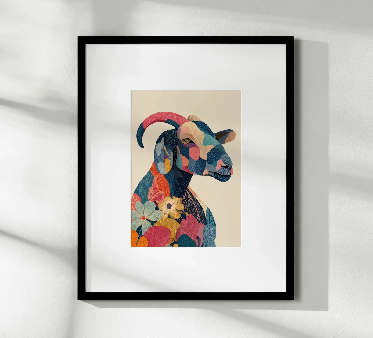 Portrait of a Goat in Bloom carta hahnemühle da Luca