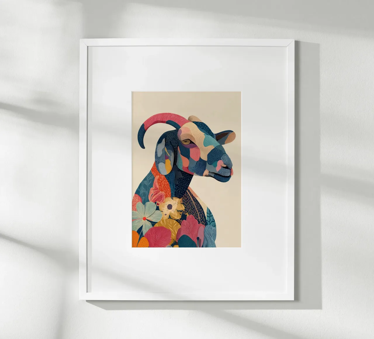 Portrait of a Goat in Bloom carta hahnemühle da Luca