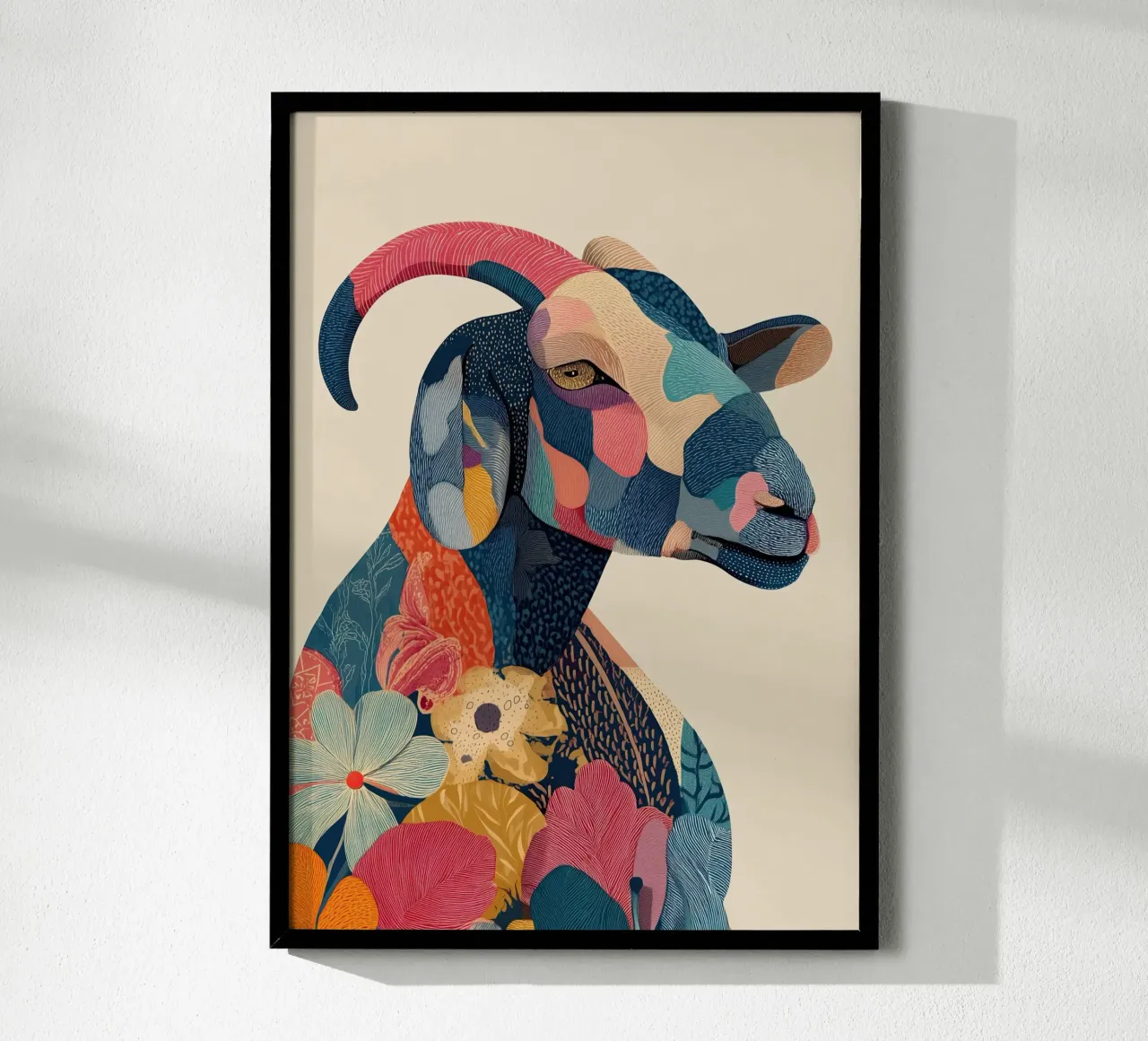 Portrait of a Goat in Bloom carta hahnemühle da Luca