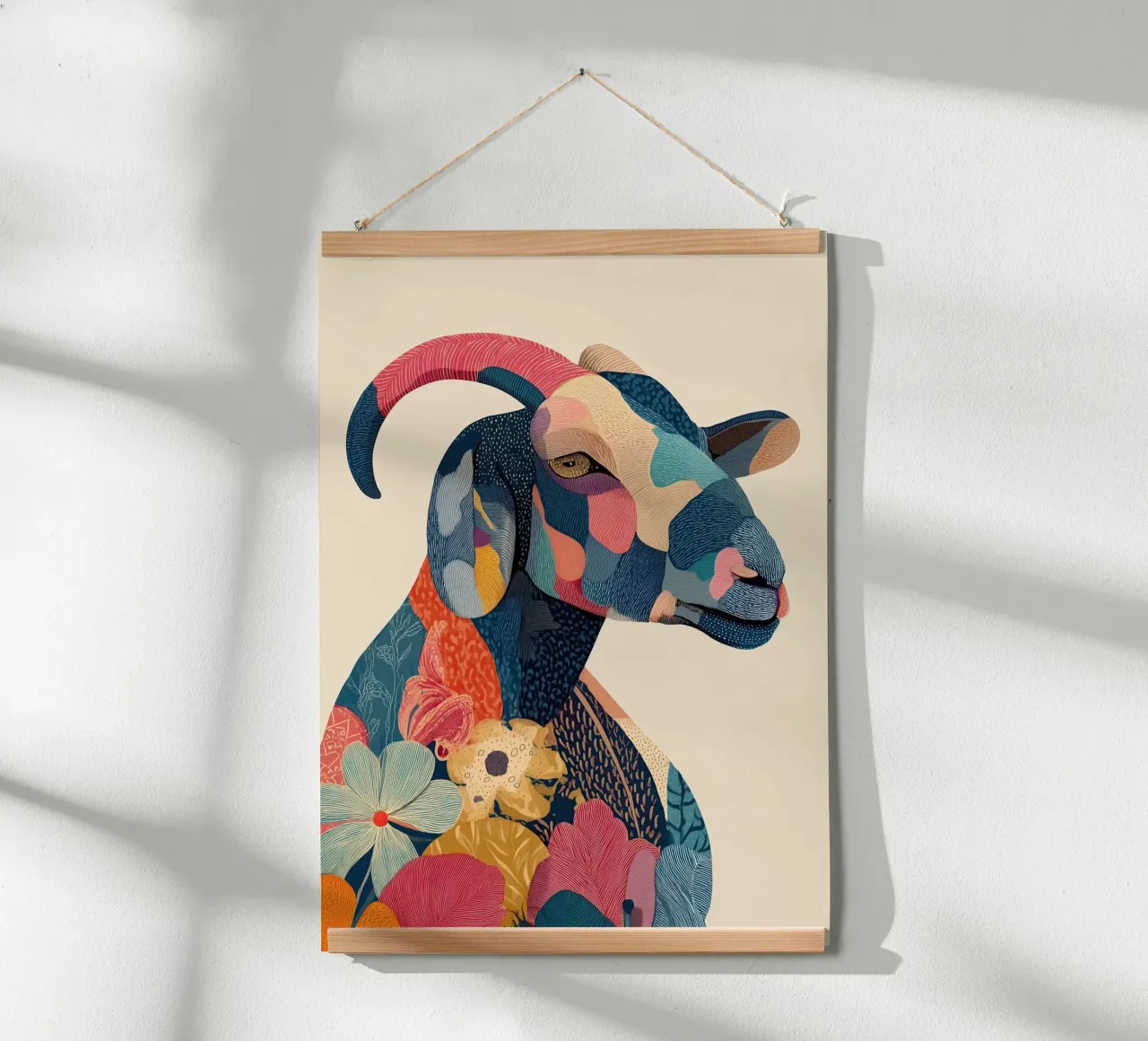 Portrait of a Goat in Bloom carta hahnemühle da Luca