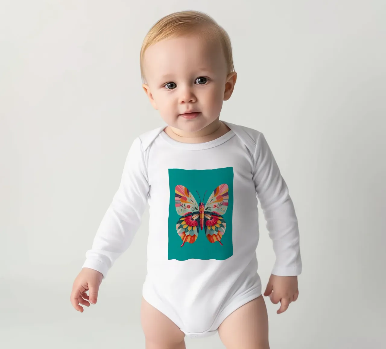 Study of a Butterfly in Bloom body neonato maniche lunghe da Luca