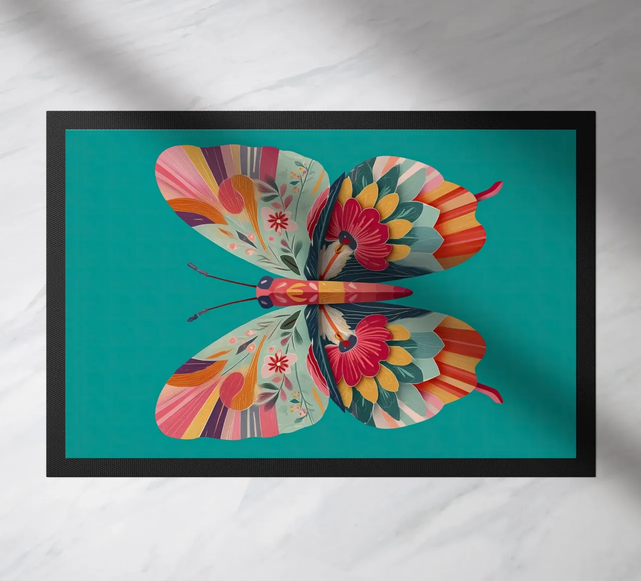 Study of a Butterfly in Bloom Fußmatte von Luca