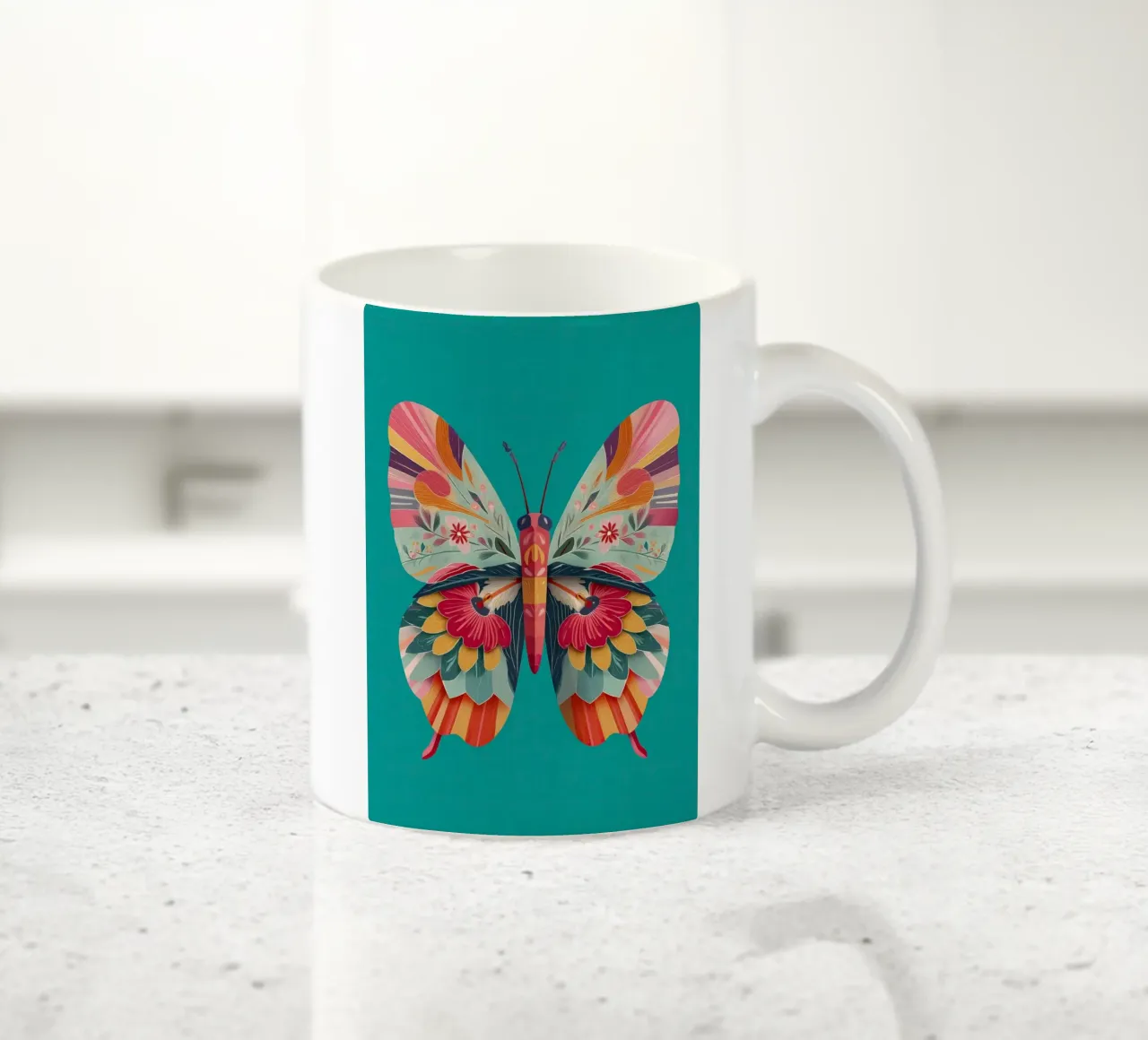 Study of a Butterfly in Bloom taza de cerámica de Luca