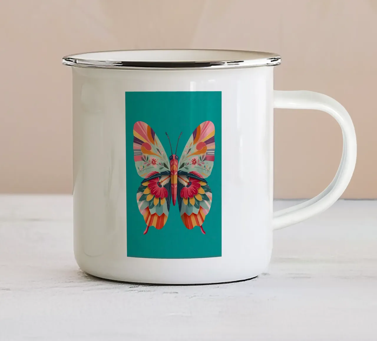 Study of a Butterfly in Bloom mug en émail de Luca
