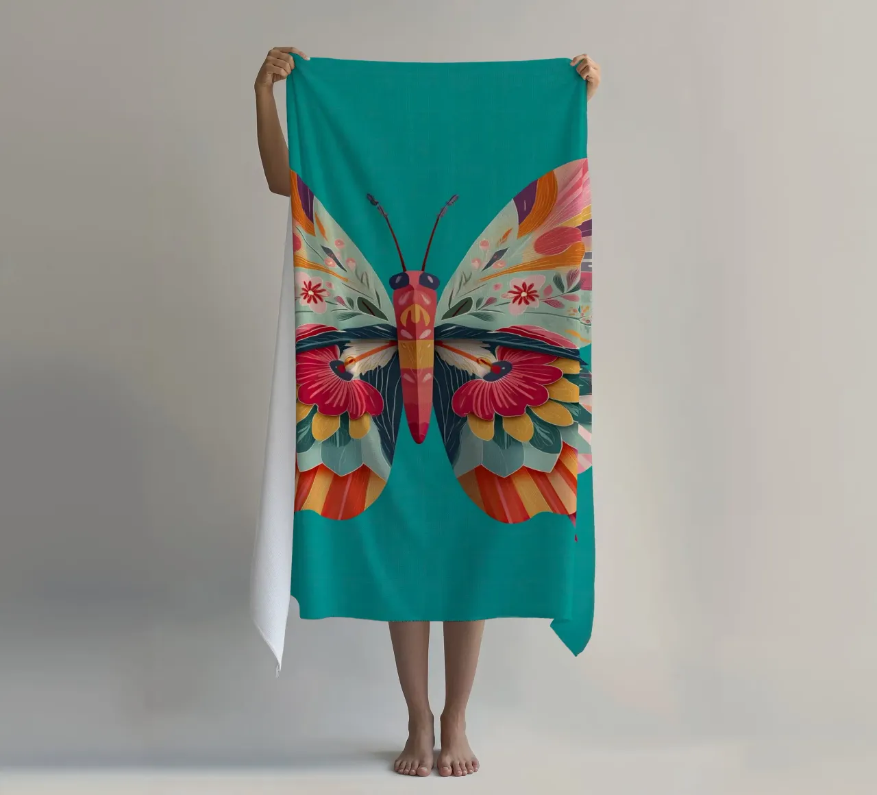 Study of a Butterfly in Bloom beach towel by Luca