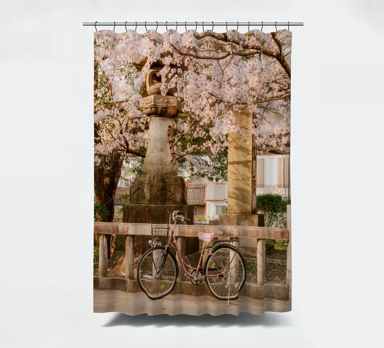 Bicicletta con fiori di ciliegio tenda da doccia da mbgraphx2