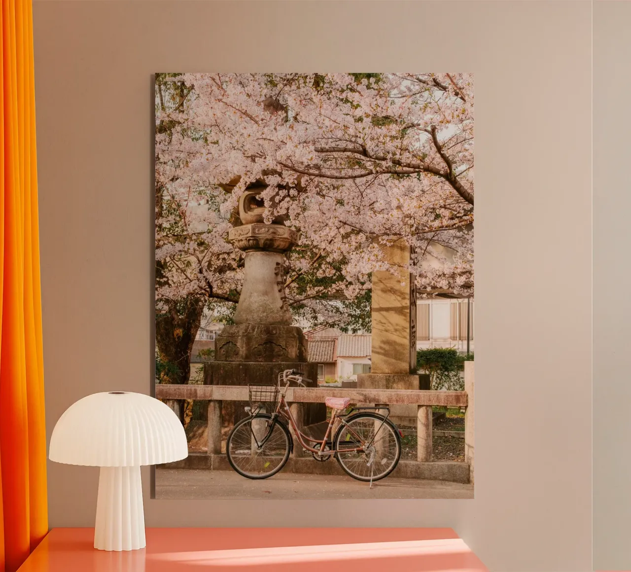 Bicicletta con fiori di ciliegio alluminio dibond da mbgraphx2