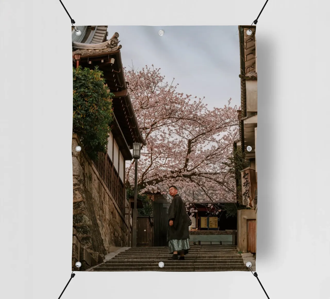 Scala dei ciliegi in fiore a Kyoto, Giappone telo in pvc da mbgraphx2