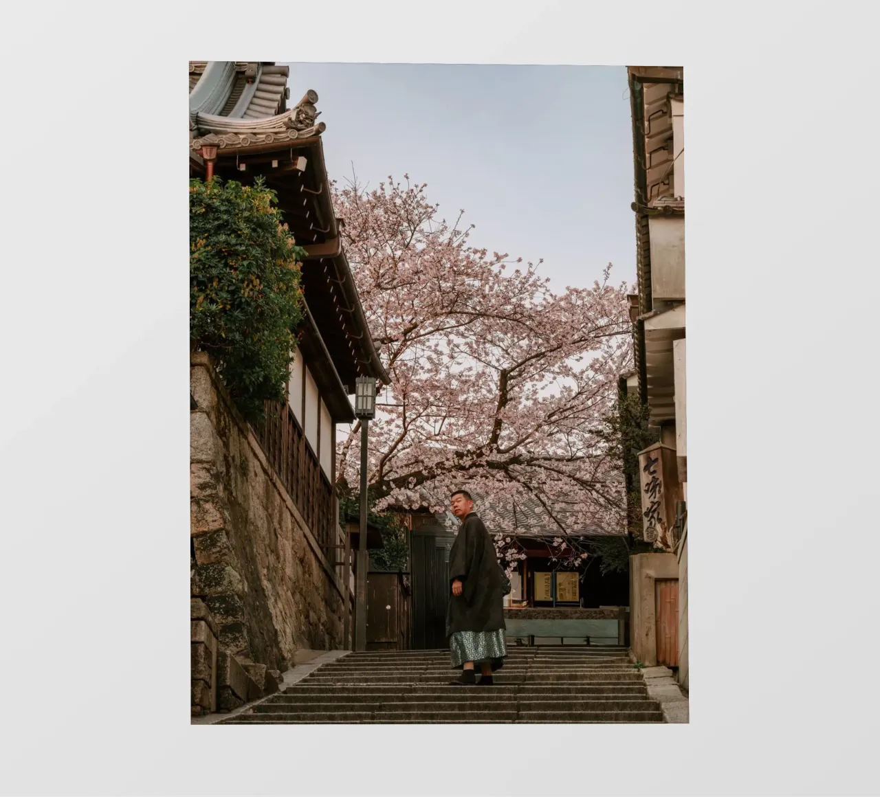 Scala dei ciliegi in fiore a Kyoto, Giappone telo in pvc da mbgraphx2