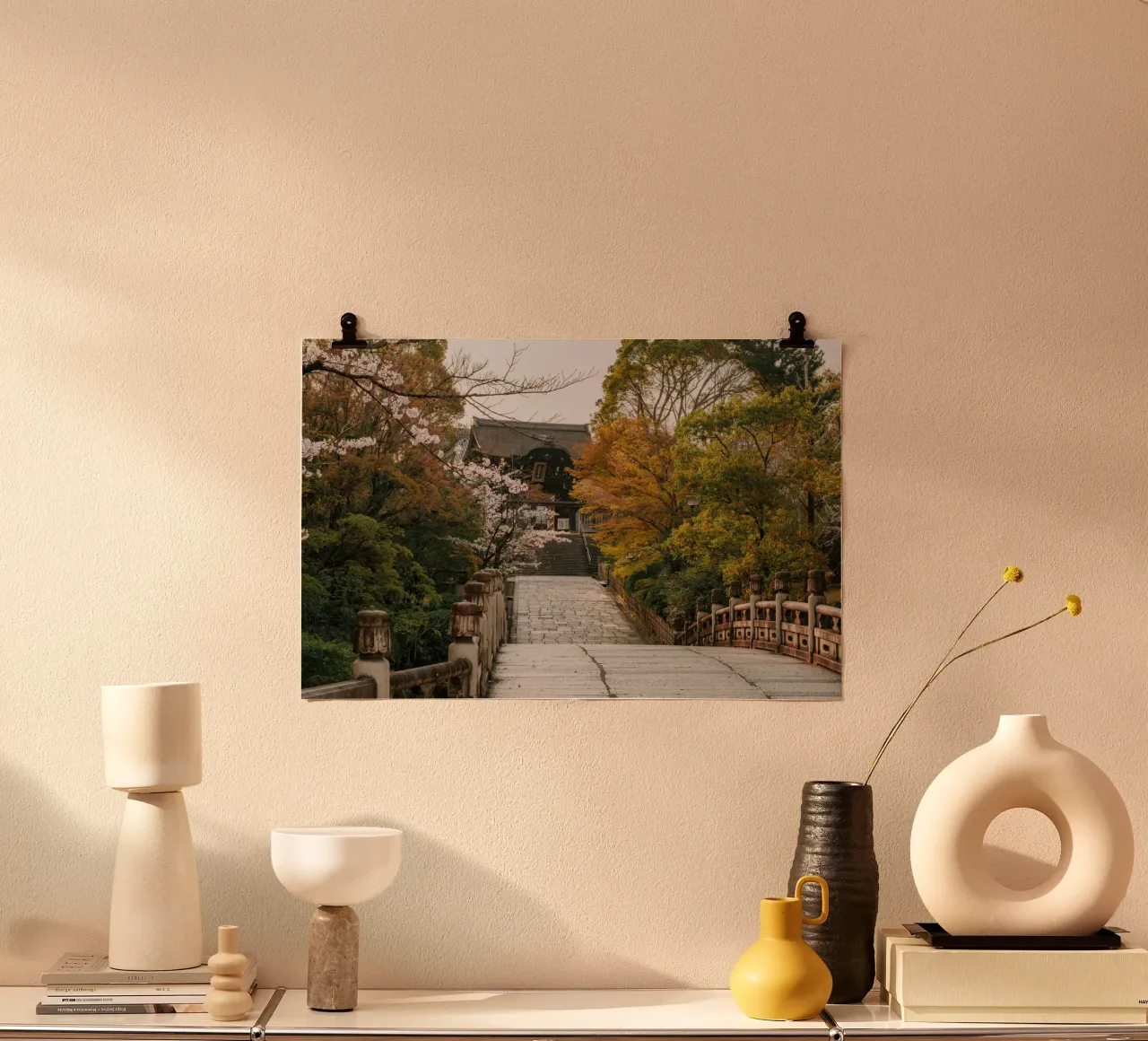 Tempio giapponese dei ciliegi in fiore a Kyoto, Giappone carta hahnemühle da mbgraphx2