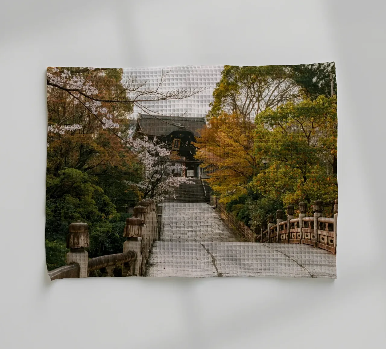 Tempio giapponese dei ciliegi in fiore a Kyoto, Giappone canovaccio da cucina da mbgraphx2