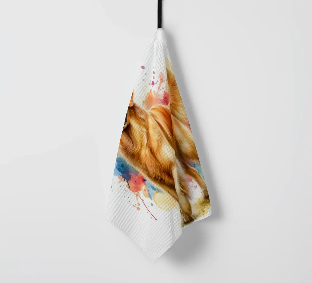 Cane Golden Retriever in acquerello canovaccio da cucina da 🎁 NOBELART