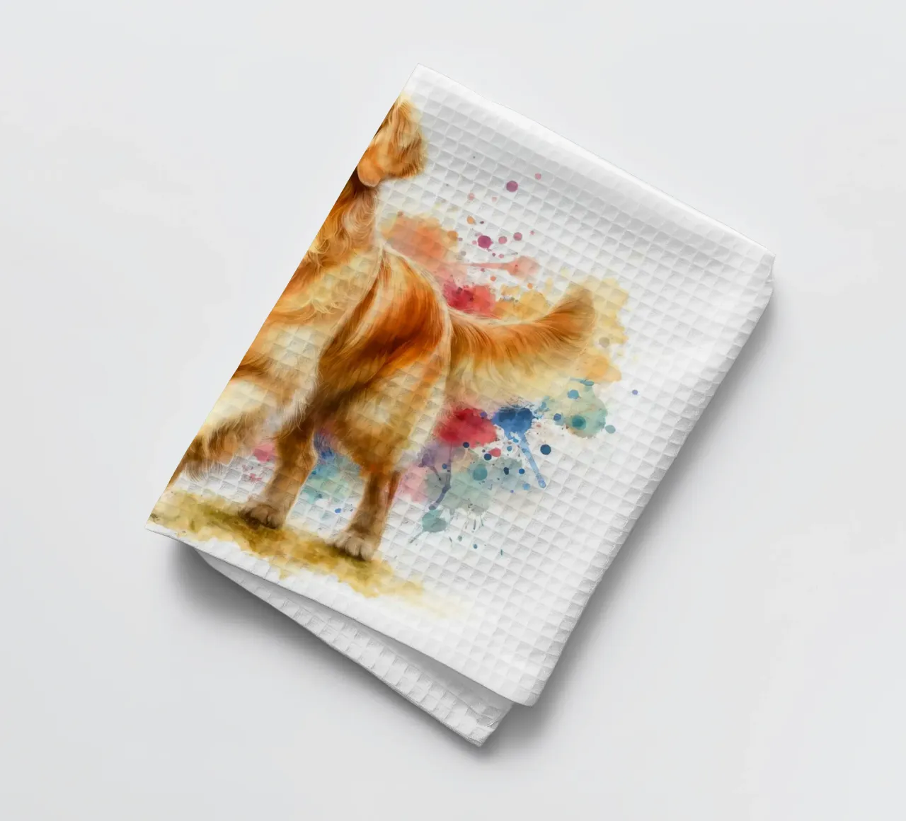 Cane Golden Retriever in acquerello canovaccio da cucina da 🎁 NOBELART