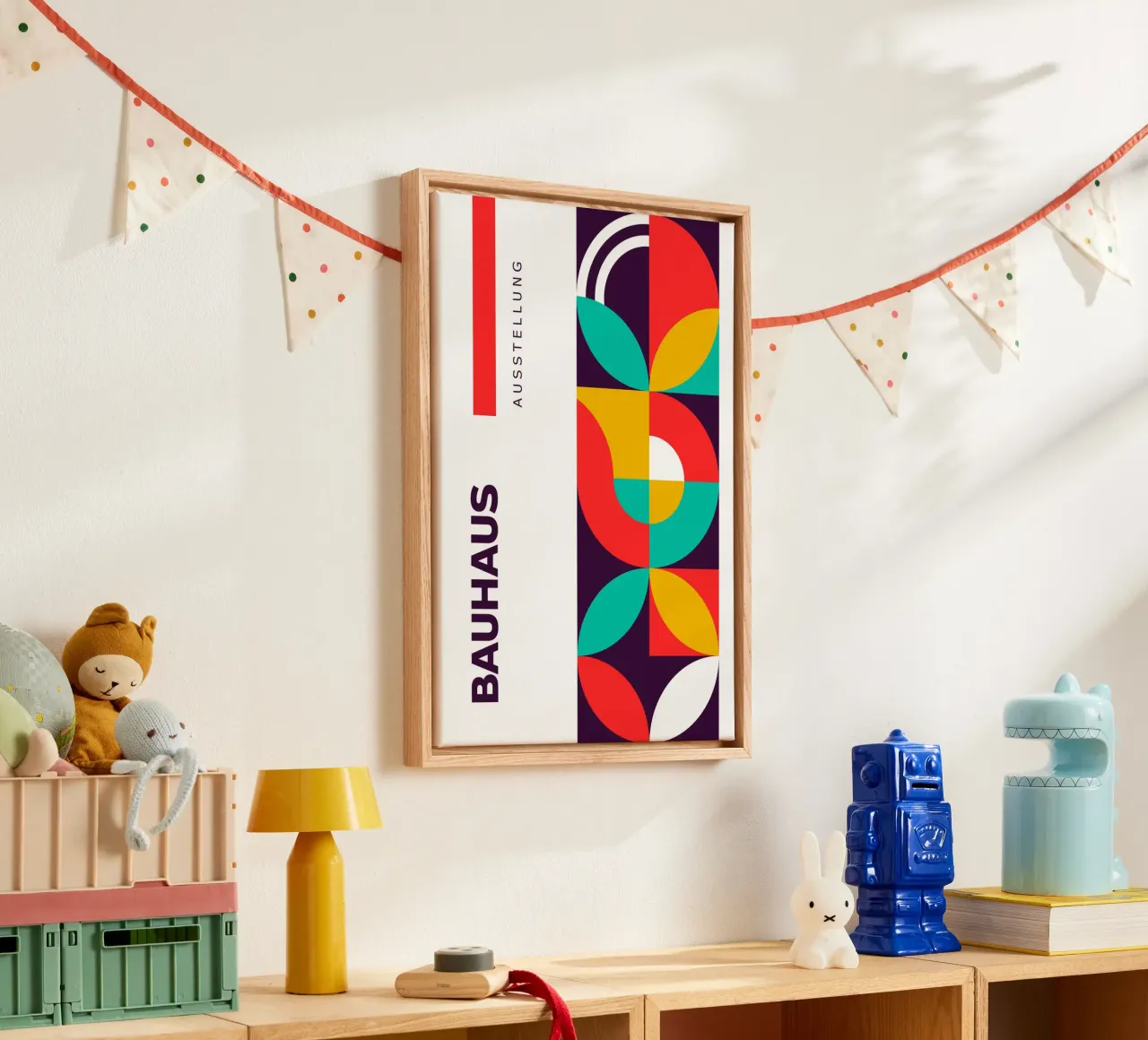 Poster per la mostra Bauhaus - Astratto, geometrico, minimale tela da Grungeo