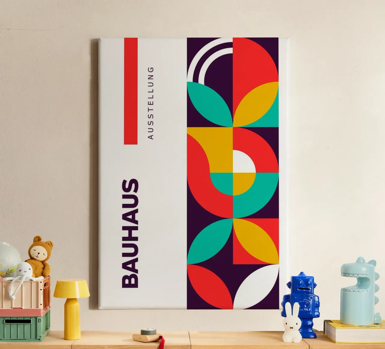 Poster per la mostra Bauhaus - Astratto, geometrico, minimale tela da Grungeo