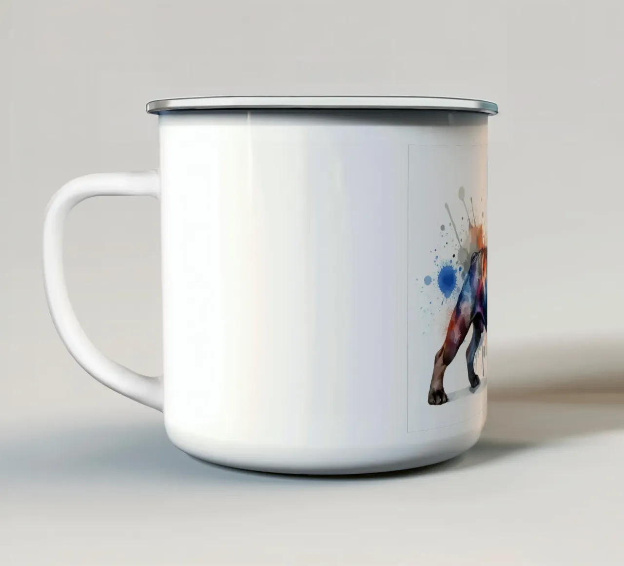 Bulldog francese in acquerello tazza in smalto da 🎁 NOBELART