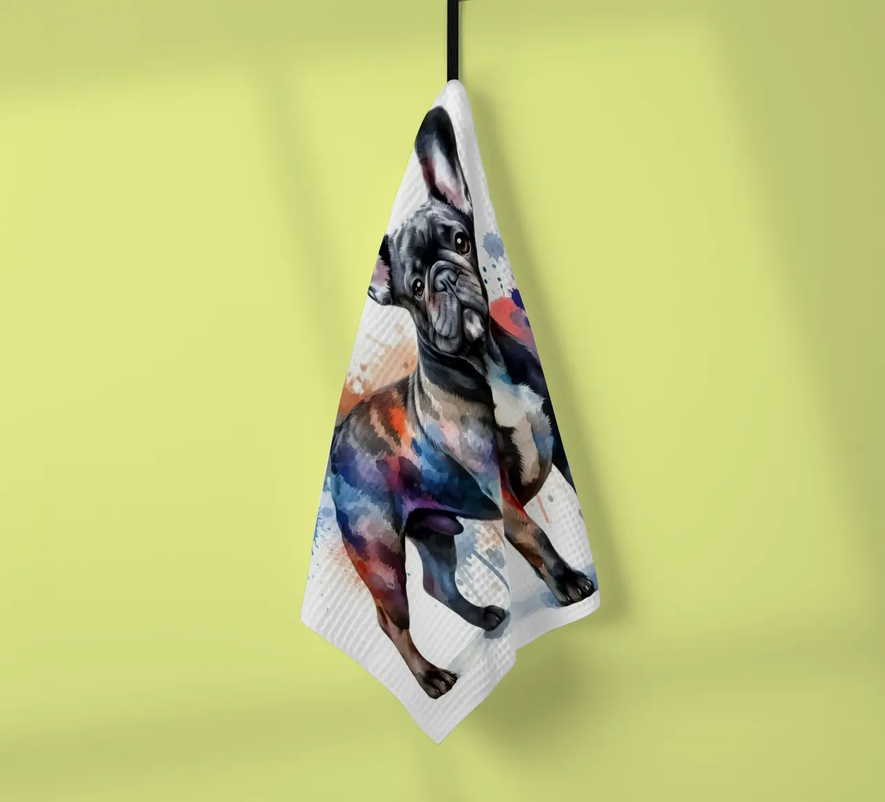 Bulldog francese in acquerello canovaccio da cucina da 🎁 NOBELART