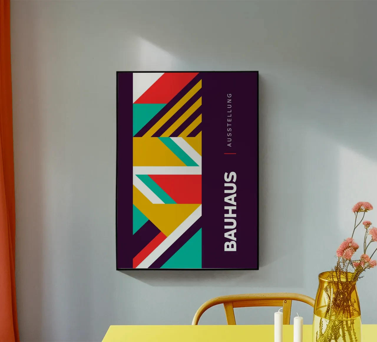 Cartel de la exposición Bauhaus - Triángulos geométricos dinámicos Prin metacrilato de Grungeo