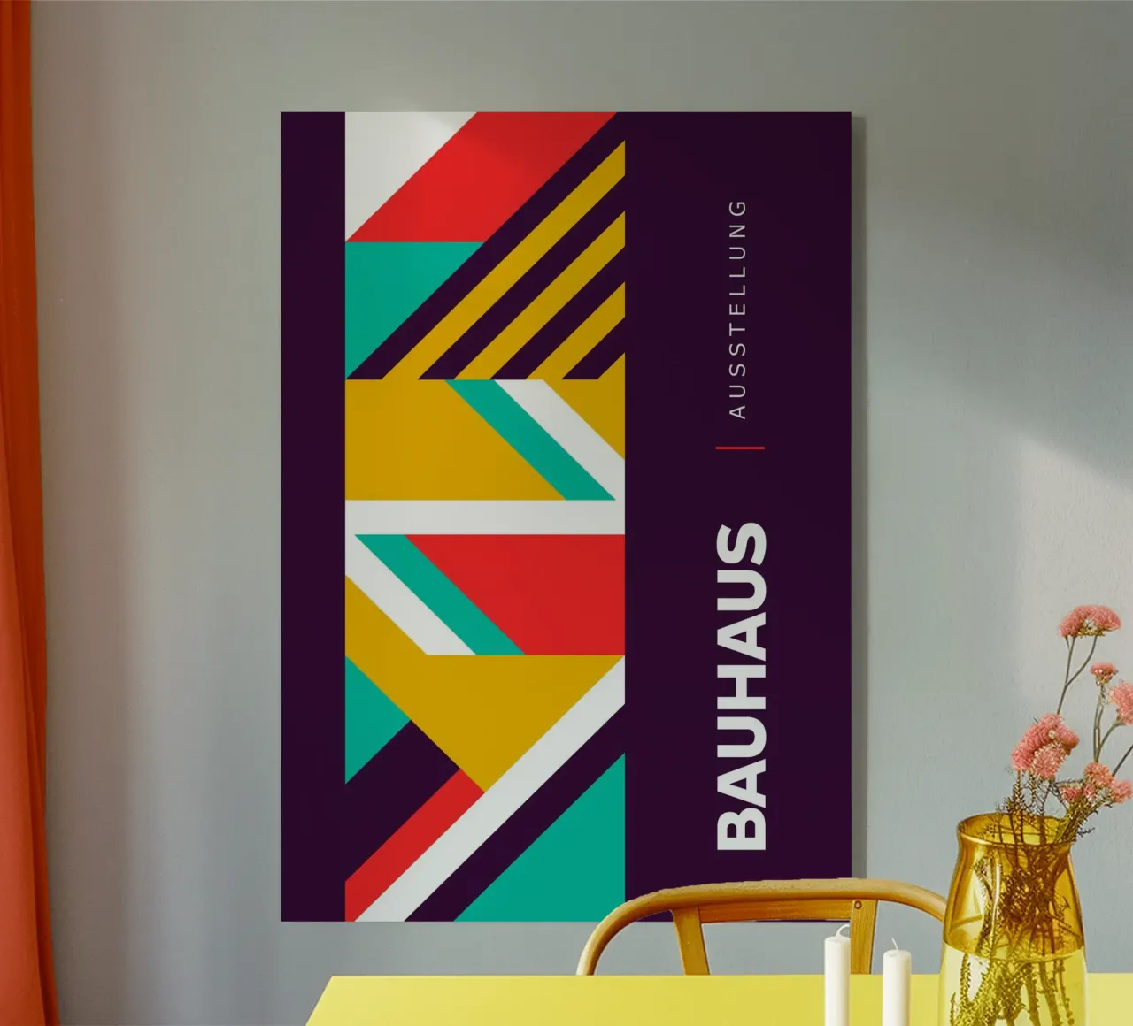 Cartel de la exposición Bauhaus - Triángulos geométricos dinámicos Prin metacrilato de Grungeo