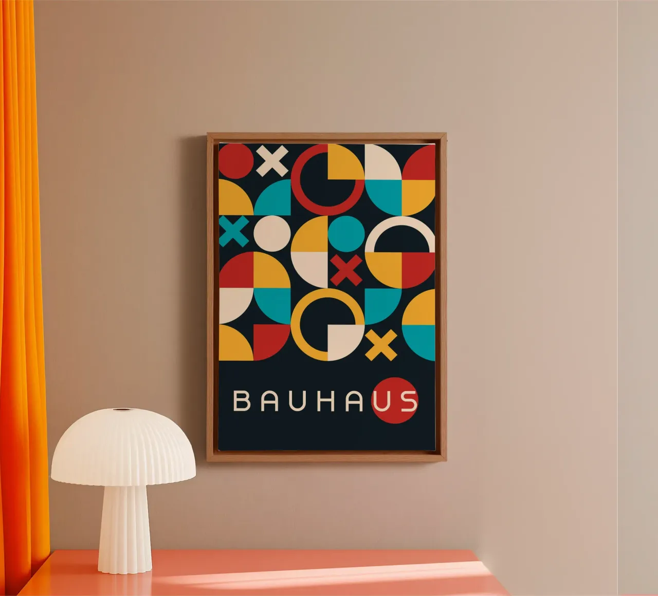 Bauhaus Geometric Abstract Pattern - Primary Colors Dark Art canvas by Grungeo