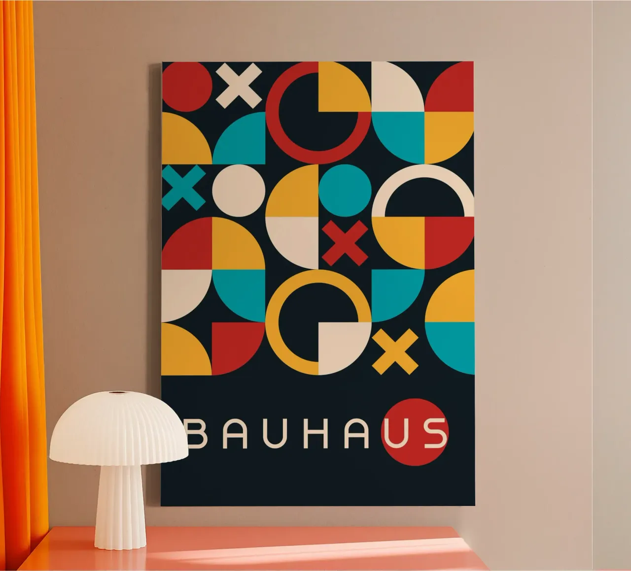 Bauhaus Geometric Abstract Pattern - Primary Colors Dark Art canvas by Grungeo