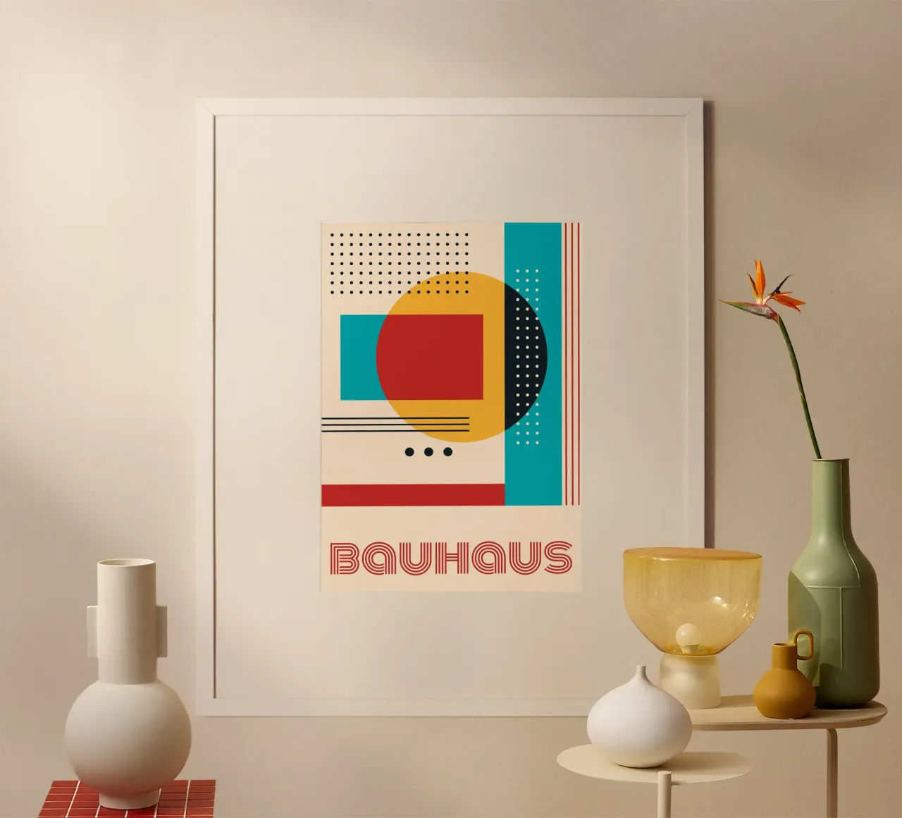 Bauhaus Geometry Poster - Abstract Circles & Rectangles Prin poster by Grungeo