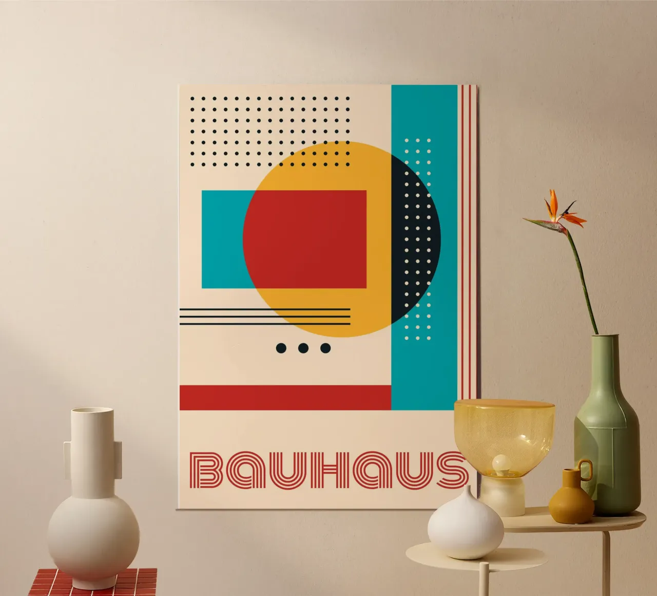 Bauhaus Geometry Poster - Abstract Circles & Rectangles Prin poster by Grungeo