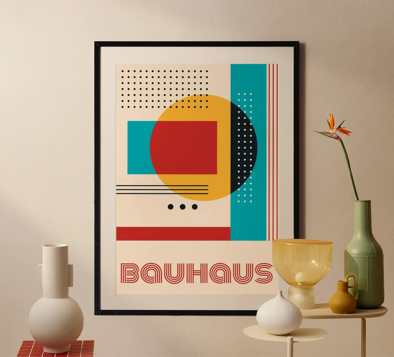 Bauhaus Geometry Poster - Abstract Circles & Rectangles Prin poster by Grungeo