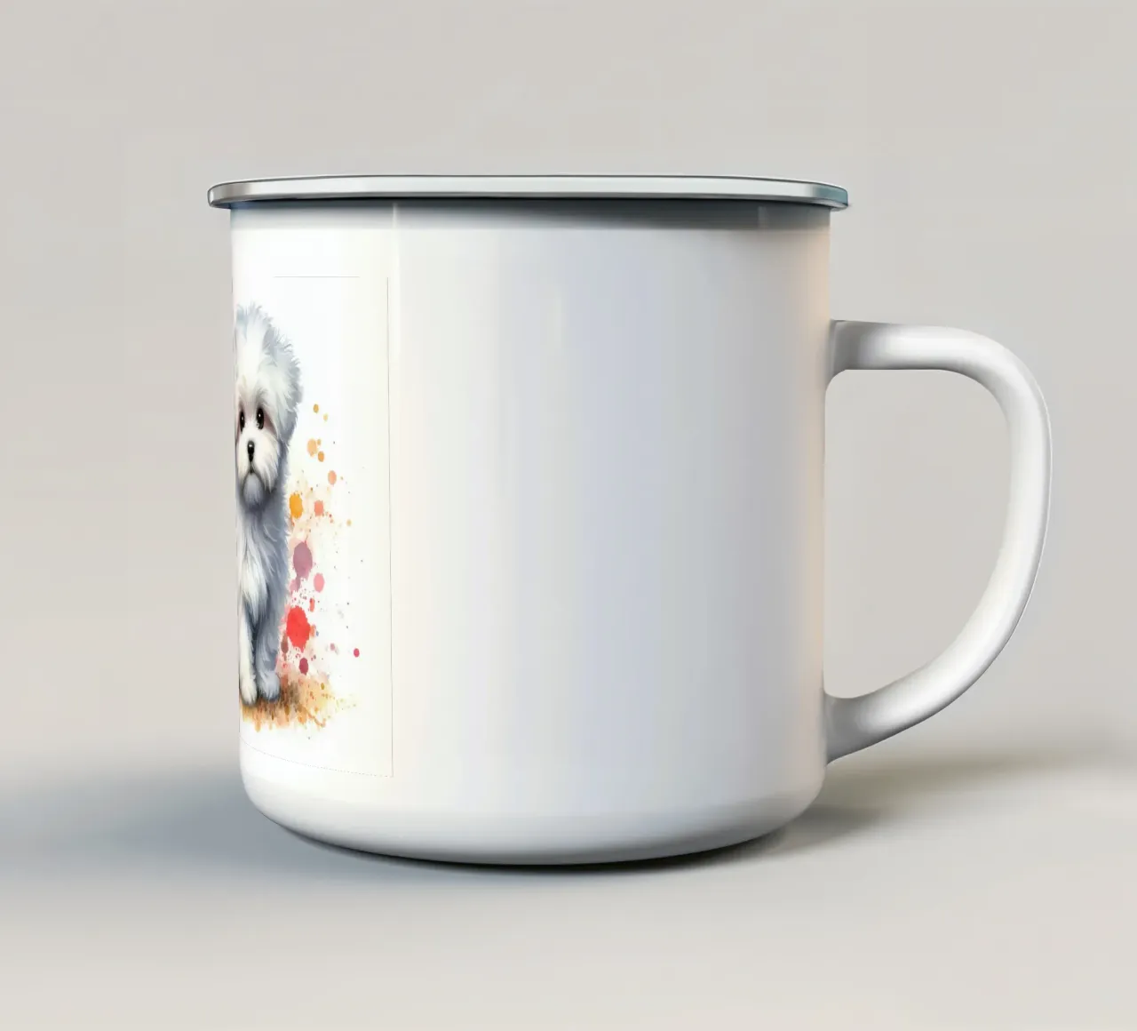 Bichon maltese in acquerello tazza in smalto da 🎁 NOBELART